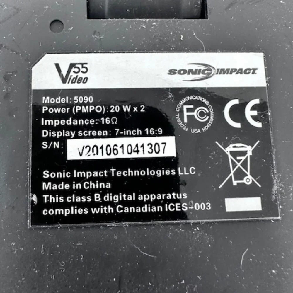 SONIC IMPACT V55 VIDEO BLACK – 7” DISPLAY SCREEN MODEL 5090